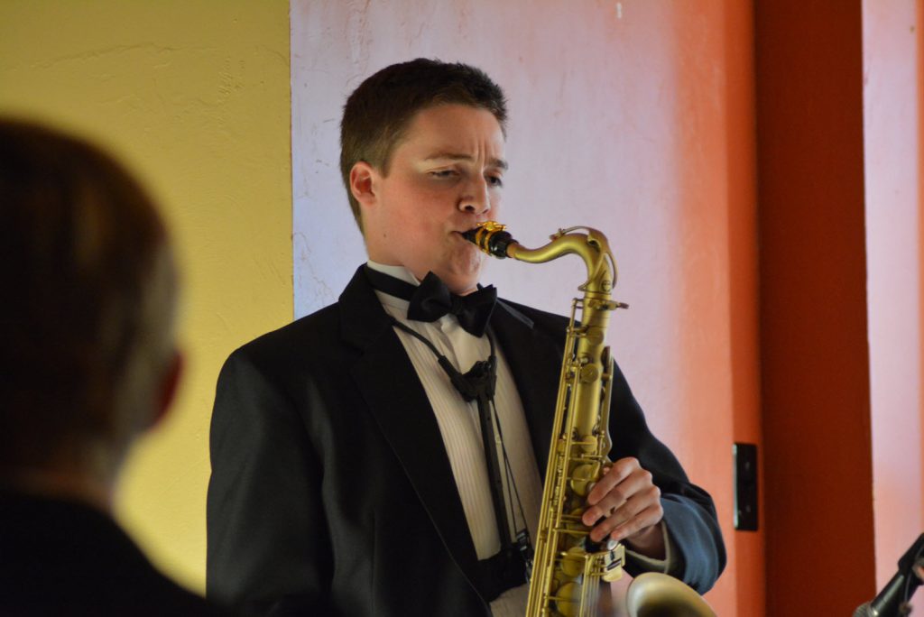 Peter Haensel soloing on the saxophone. (Photo courtesy of Carol Sly)