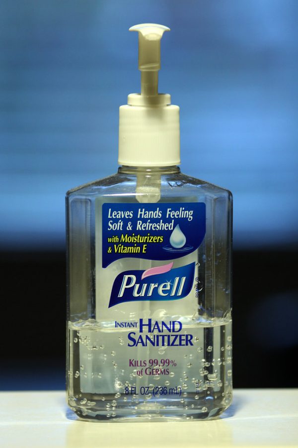Hand sanitizer on a counter
