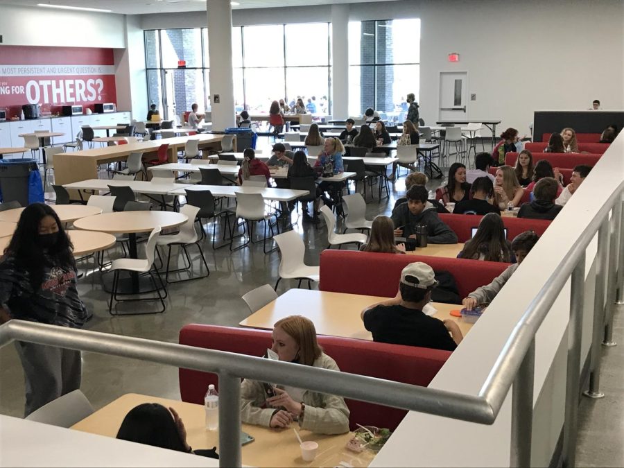 Students eat lunch in Meridian High School’s cafeteria. 
