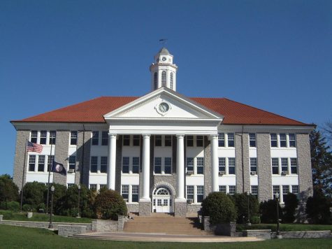 Photo of Wilson Hall at JMU’s campus in Harrisonburg, Virginia.