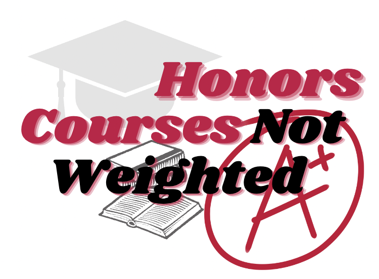 Unlike the AP, IB, and DE courses offered at Meridian, honors courses are not weighted and do not boost a student’s GPA. (Graphic by Tessa Kassoff)