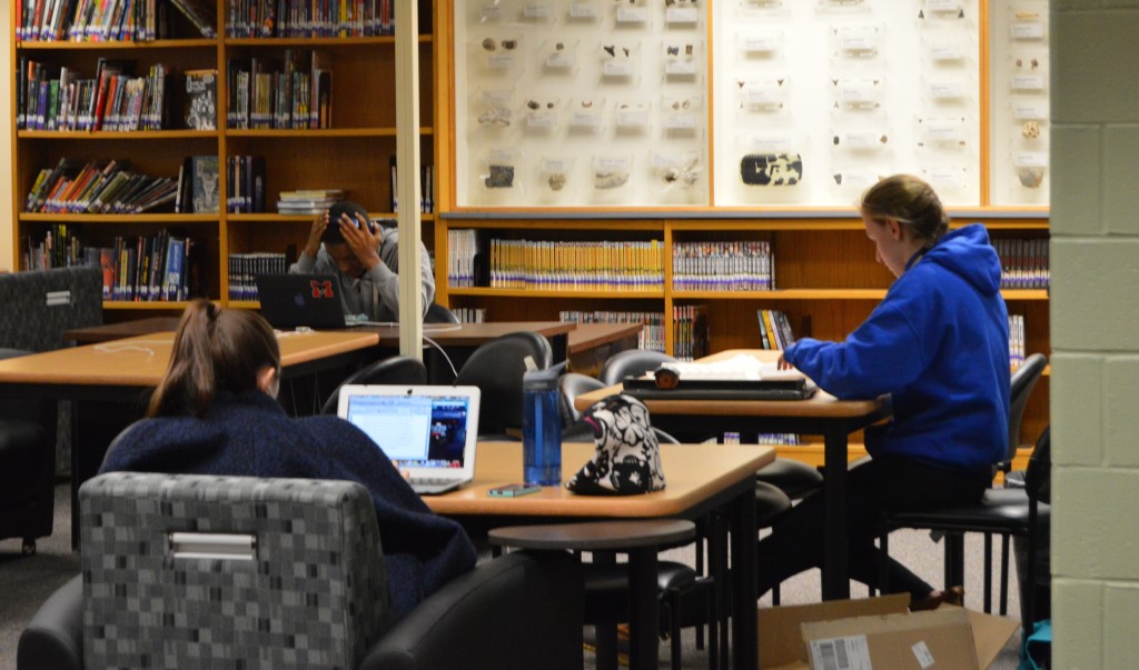 Students working in the library of George Mason High School