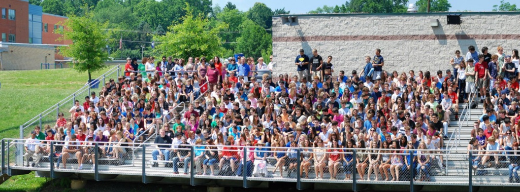 Students on the bleachers