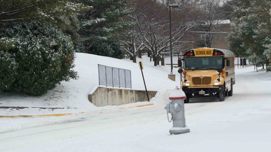 School bus on a snowy street