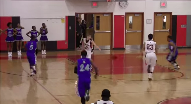 Students playing basketball