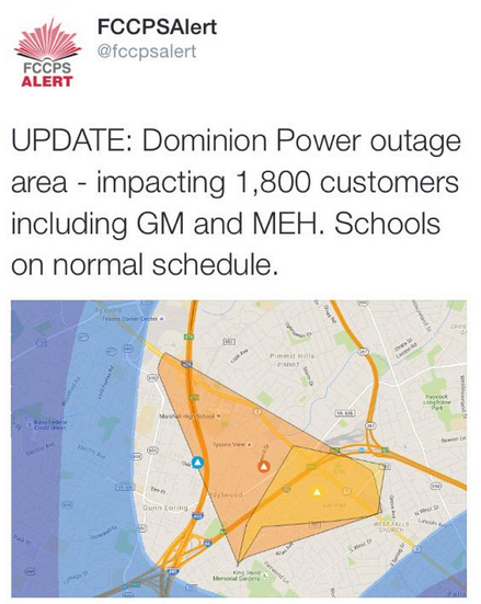 Map of power outage area