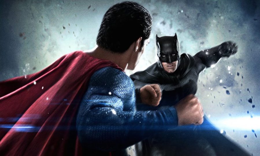 Superman and Batman staring down each other.