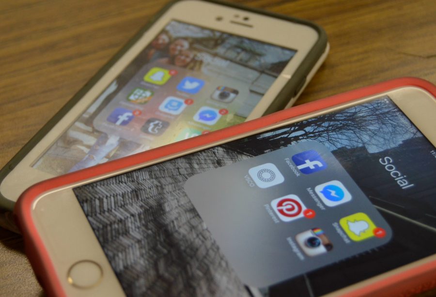 Many students organize their social media apps into one folder, as shown above. Every day there are new social media outlets, but it is important to present oneself in a professional manner. (Photo by Melissa Johnson)  