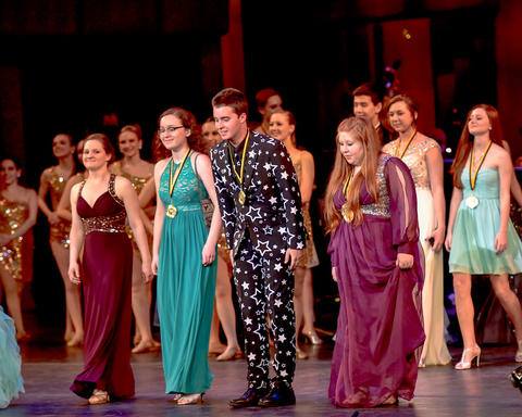 Gompper poses with other Cappies critics during the Cappies Gala last year. She won the Washington Post Student Critic of 2015 as a part of her review.