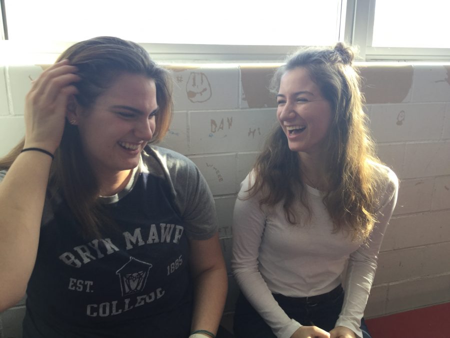 Maeve and Anna laughing