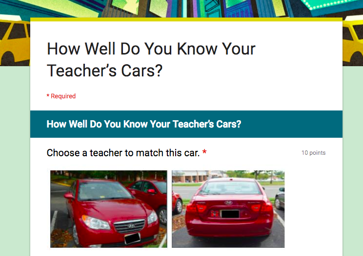 Screenshot of survey for article about How Well Do You Know Your Teacher’s Cars?