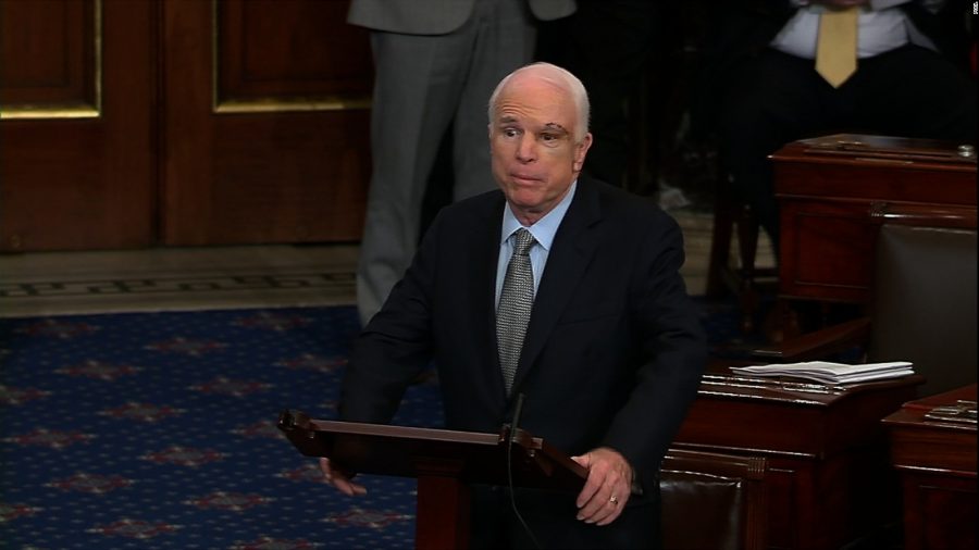 Senator+John+McCain+%28R-AZ%29+received+a+standing+ovation+on+July+25+during+his+speech+calling+for+the+return+of+%E2%80%9Cregular+order%E2%80%9D+in+the+Senate+%28Photo+via+C-SPAN%29.