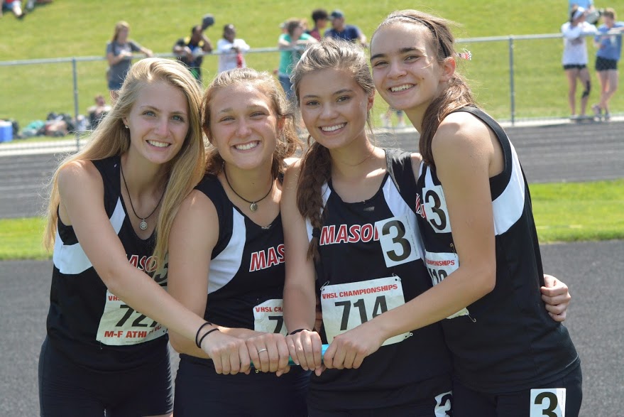 From left to right: Danielle Welch (11), Korinne Wills, Lauren Baartz (10) and Charlotte Crum (11). Baartz ran for the 4x4 team at States in 2017. 
