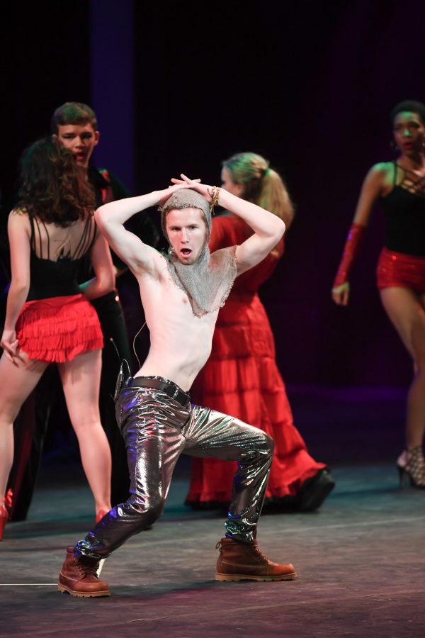 Senior Michael Curtin performing His Name is Lancelot at the Cappies Gala at the Kennedy Center in Washington, D.C. (photo by Elisabeth Snyder)