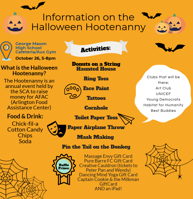 An infographic of the upcoming Halloween Hootenanny.