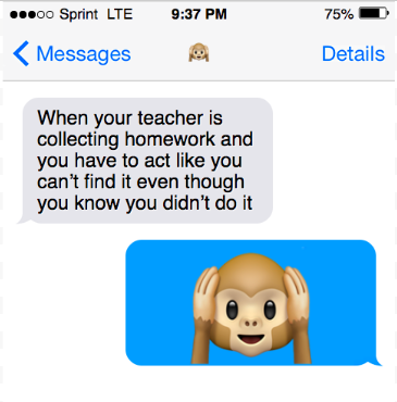 A text conversation with a monkey emoji.