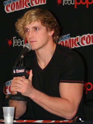 YouTuber, Logan Paul speaks at a press conference. 