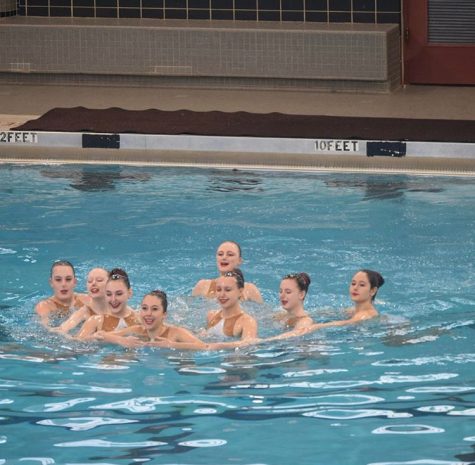 Synchronized swimmers perform a popup transition.