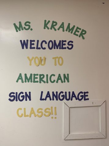 Picture of the wall outside of Ms. Kramer's class in the F Hallway.