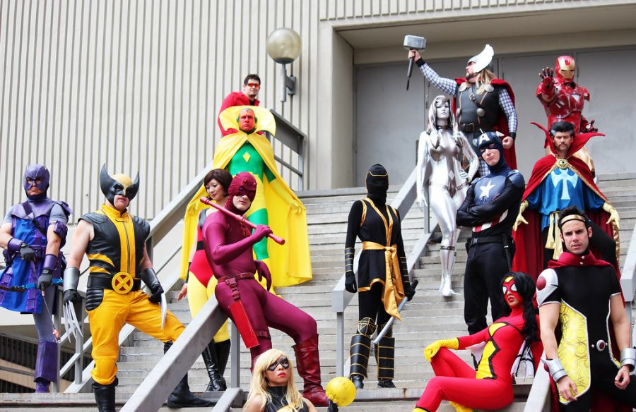 A group dressed as Avengers.