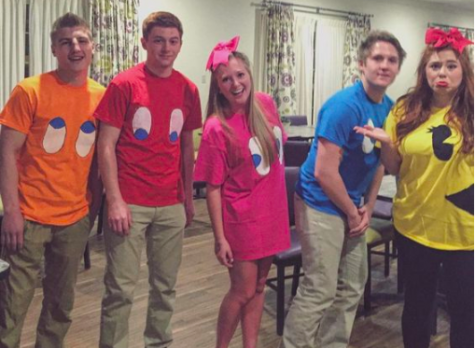 group dressed as pac-man characters.