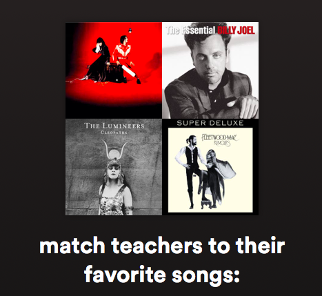 Match teachers to their favorite songs