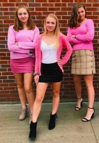 Girls dressed as characters from Mean Girls.