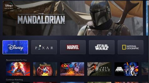 Tv screen displaying Disney+