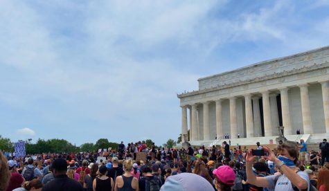Protesters assembled in large crowds around the Lincoln Memorial