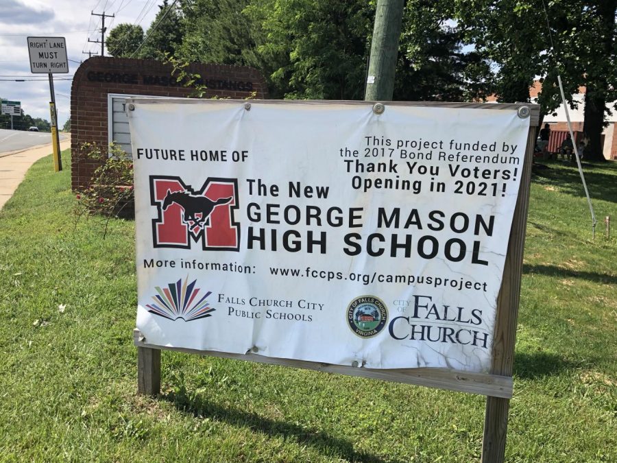 A sign advertising the new high school, which the School Board voted to change the name of earlier this month. (Photo by Sequoia Wyckoff)