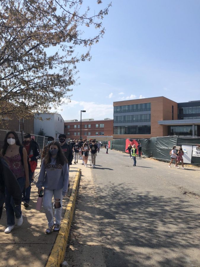Students leave GMHS at the end of the school day. For many students, this is the first week in over a year that they have not attended any classes from their homes. 