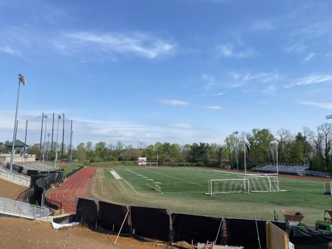 The Mustang stadium surrounded by construction