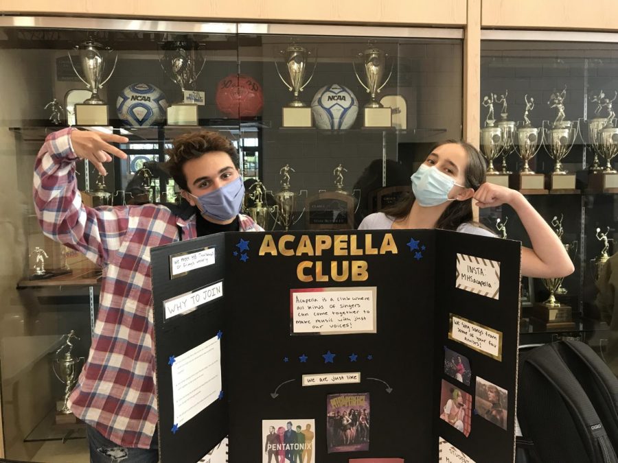 The A Capella Club for aspiring singers was represented by juniors Emma Hart and Matthew Bloss-Baum.