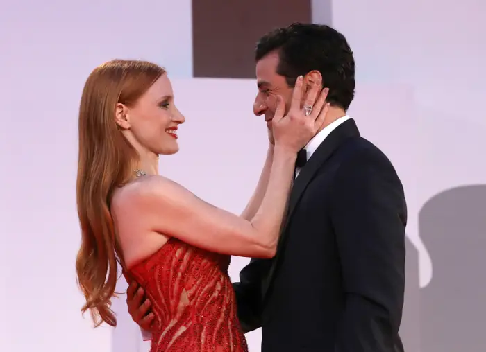 Jessica and Oscar at the Venice Film Festival earlier this week. (Photo via Getty Images) 
