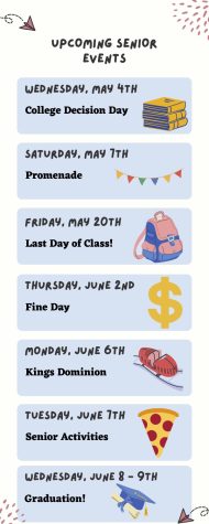 A graphic displaying upcoming events for seniors.