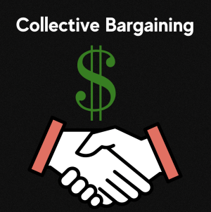 A collective bargaining agreement has recently been instituted in Falls Church Schools, and while teachers have mixed opinions, the outlook is generally positive. (Graphic by Anna Goldenberg)