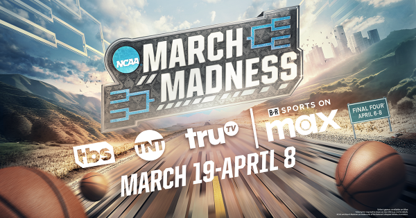 The March Madness logo with information about the tournament. (Photo credit Roku)