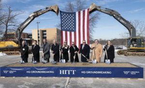 Groundbreaking on the Virginia Tech campus near the end of January. (Photo courtesy of HITT Contracting)