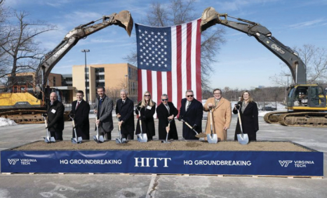 Groundbreaking on the Virginia Tech campus near the end of January. (Photo courtesy of HITT Contracting)