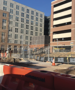 The large construction project in front of Meridian (Photo by Layla Kozbelt)