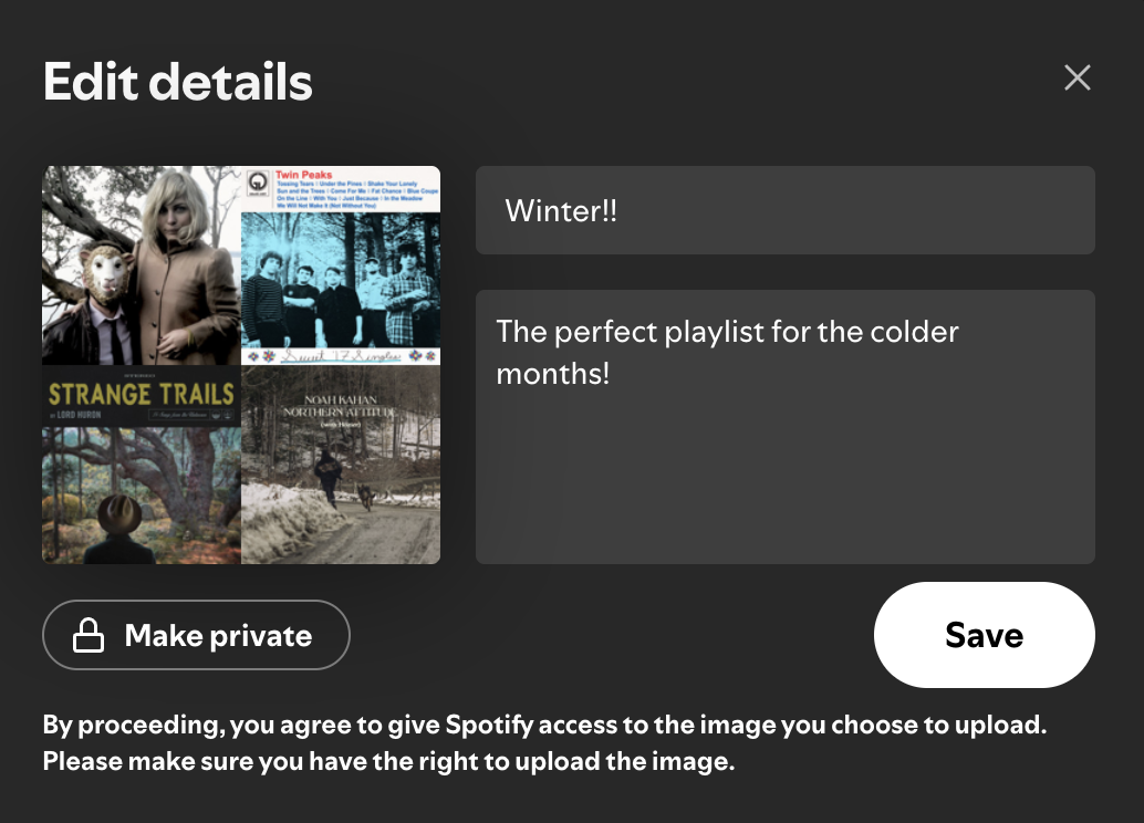 Songs featured on the winter Spotify playlist (Photo by Emily Johnson)