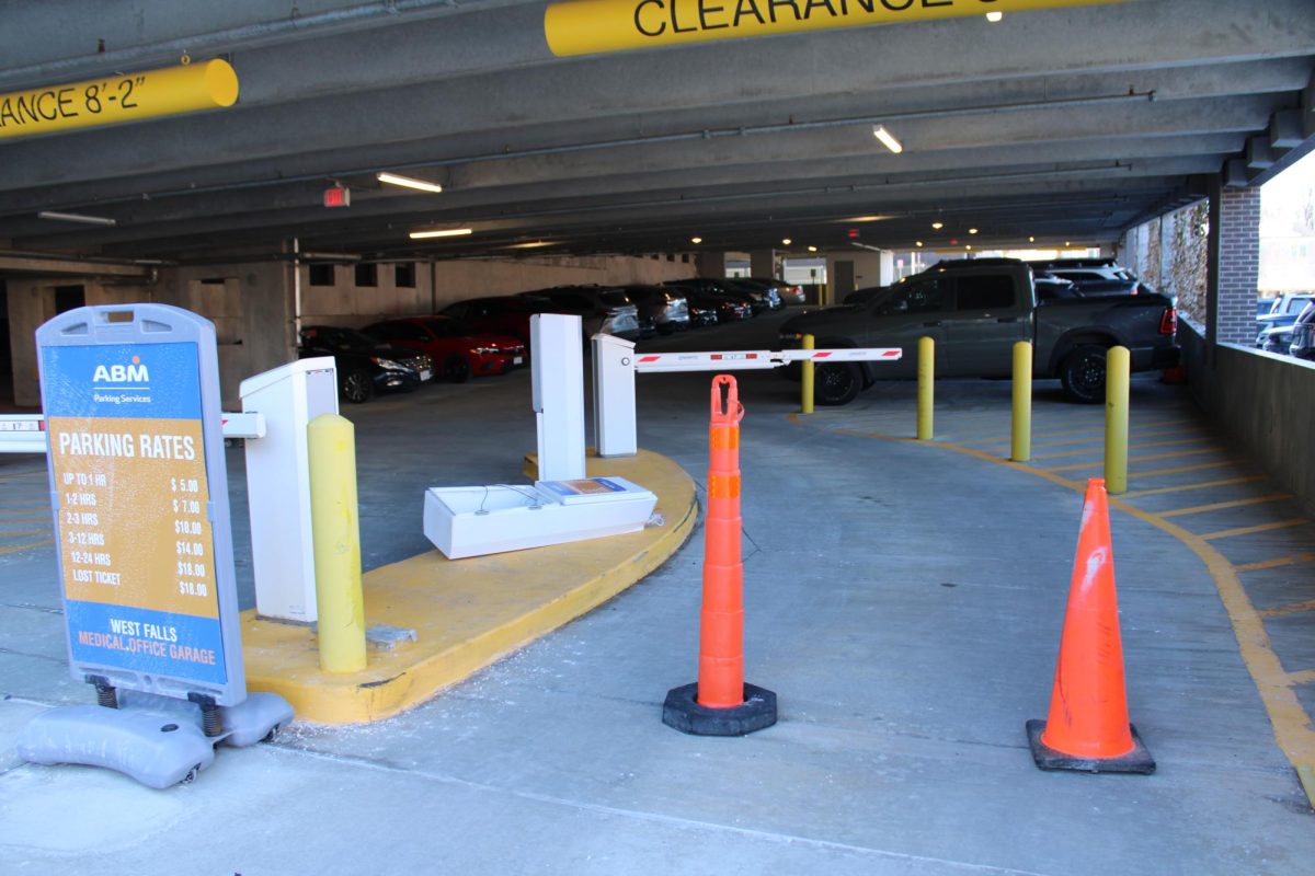 The ABM Industries parking lot is blocked off with cones. (Photo by Ryan Degnan)