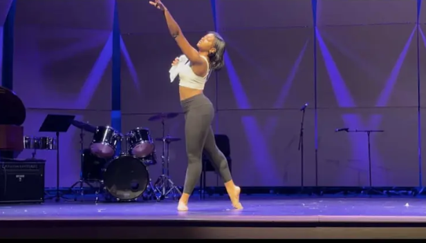 Olivia Pierre dances gracefully on the Meridian’s Got Talent stage. (Photo via Olivia Pierre)