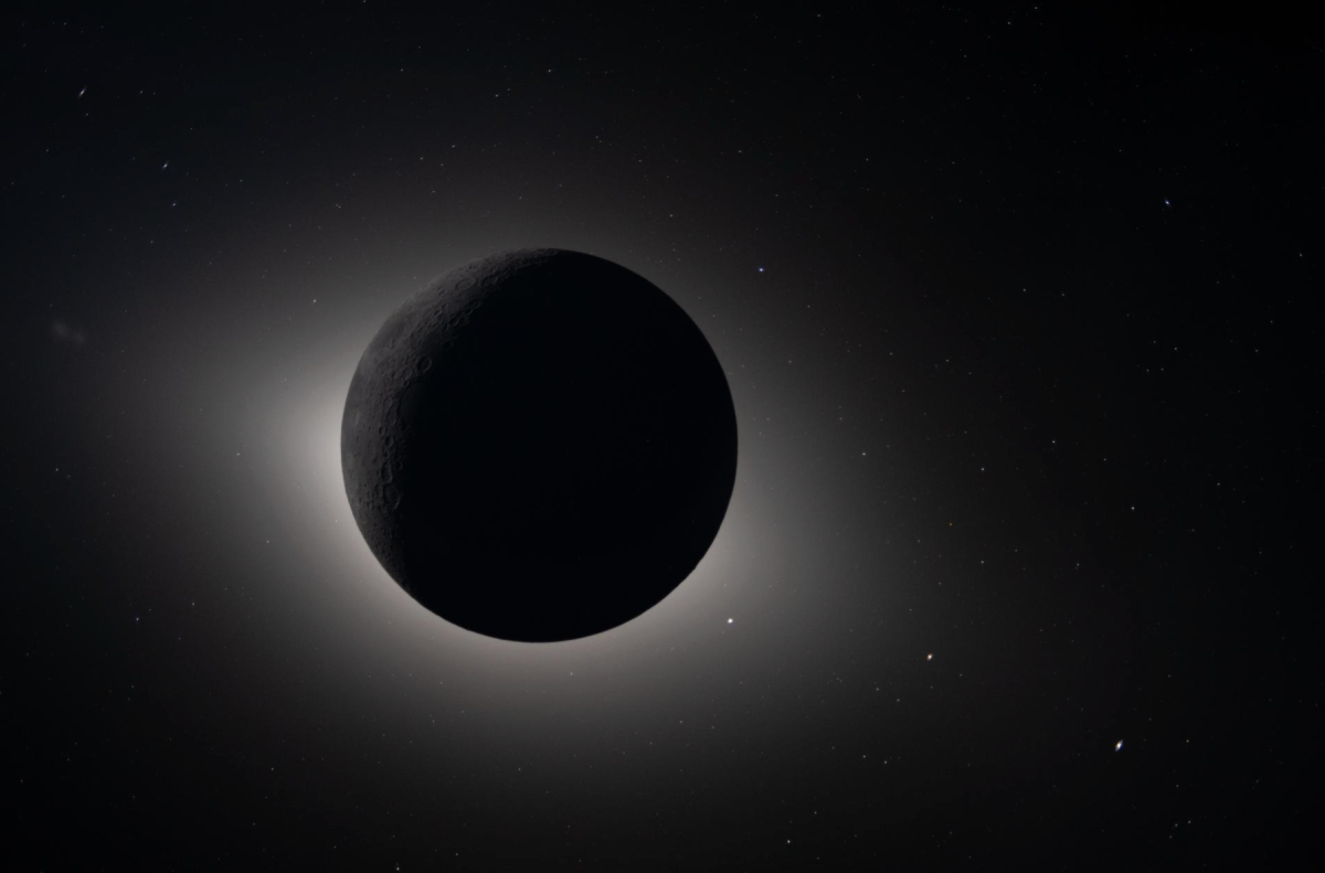 One of the many pictures the crew took included the moon eclipsing the sun, creating a glowing halo effect. (Photo via nasa.gov)