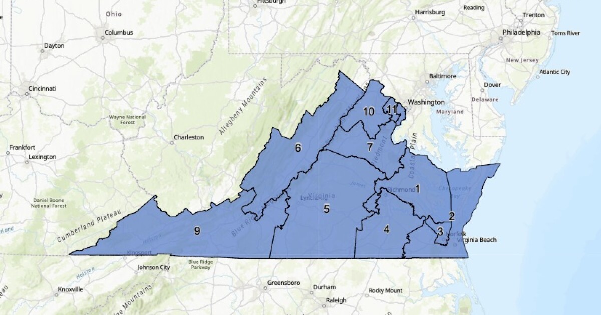 The map that Virginia will use for the upcoming midterm elections.
